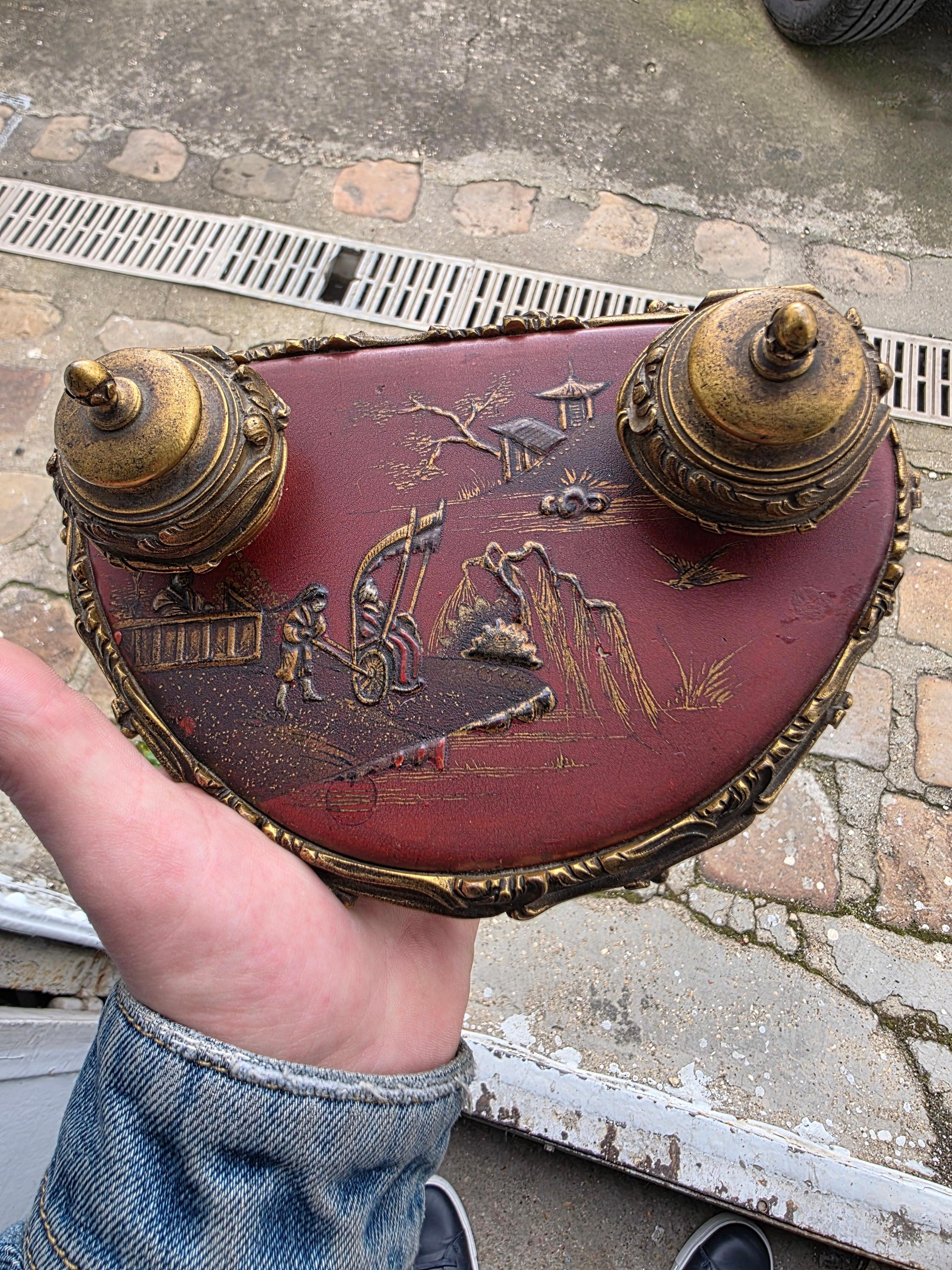 Calamaio in Ormolu e lacca di Coromandel, 1880 circa In condizioni buone in vendita a Saint-Ouen, FR