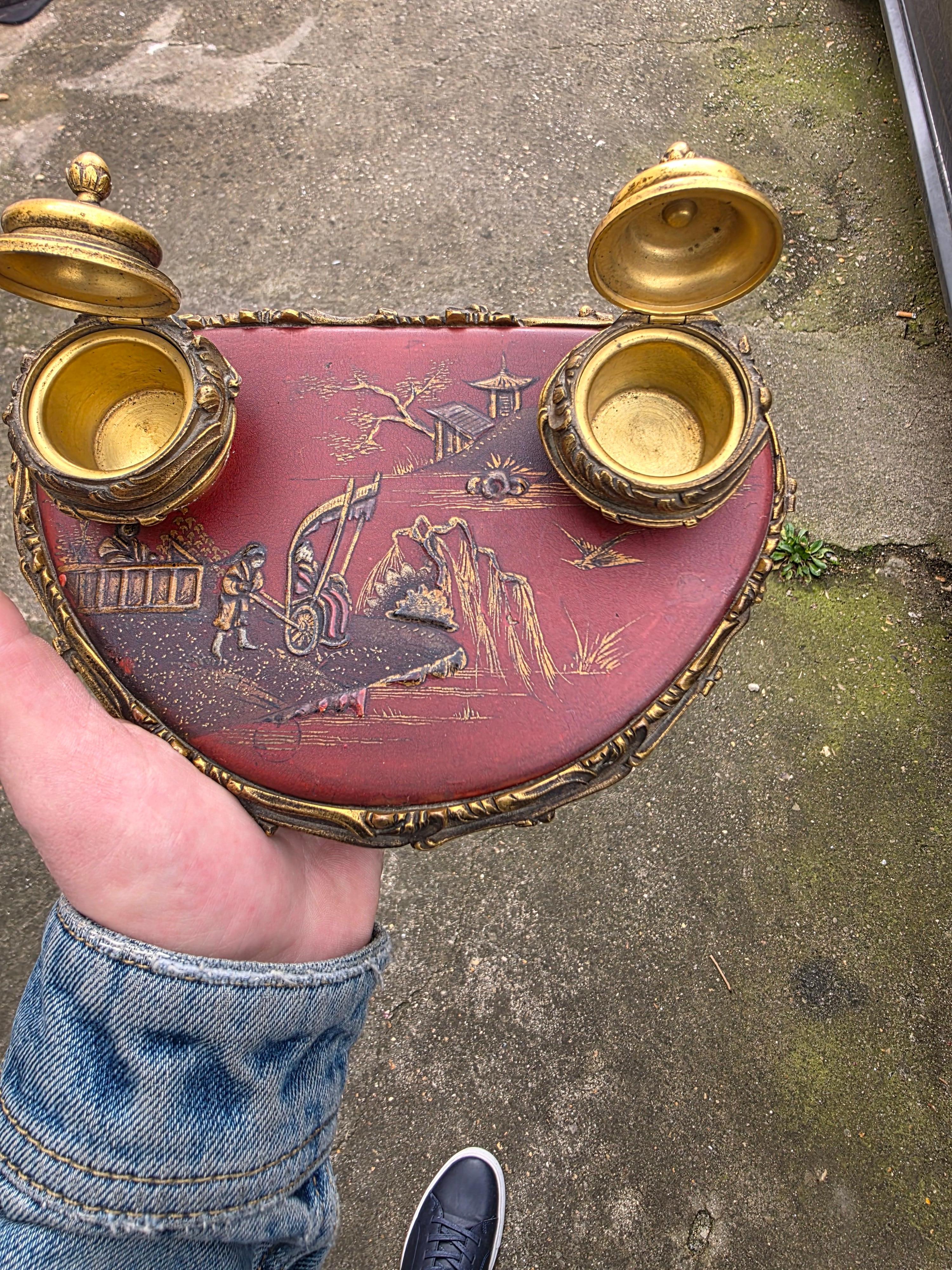 Fine XIX secolo Calamaio in Ormolu e lacca di Coromandel, 1880 circa in vendita