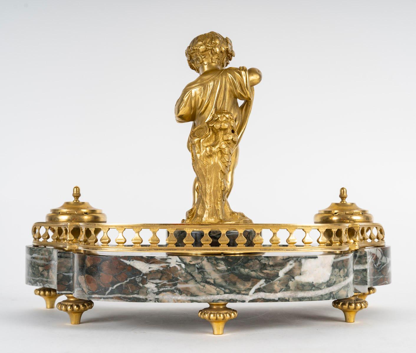 Calamaio in marmo e ormolu, XIX secolo, periodo Napoleone III. In condizioni buone in vendita a Saint-Ouen, FR