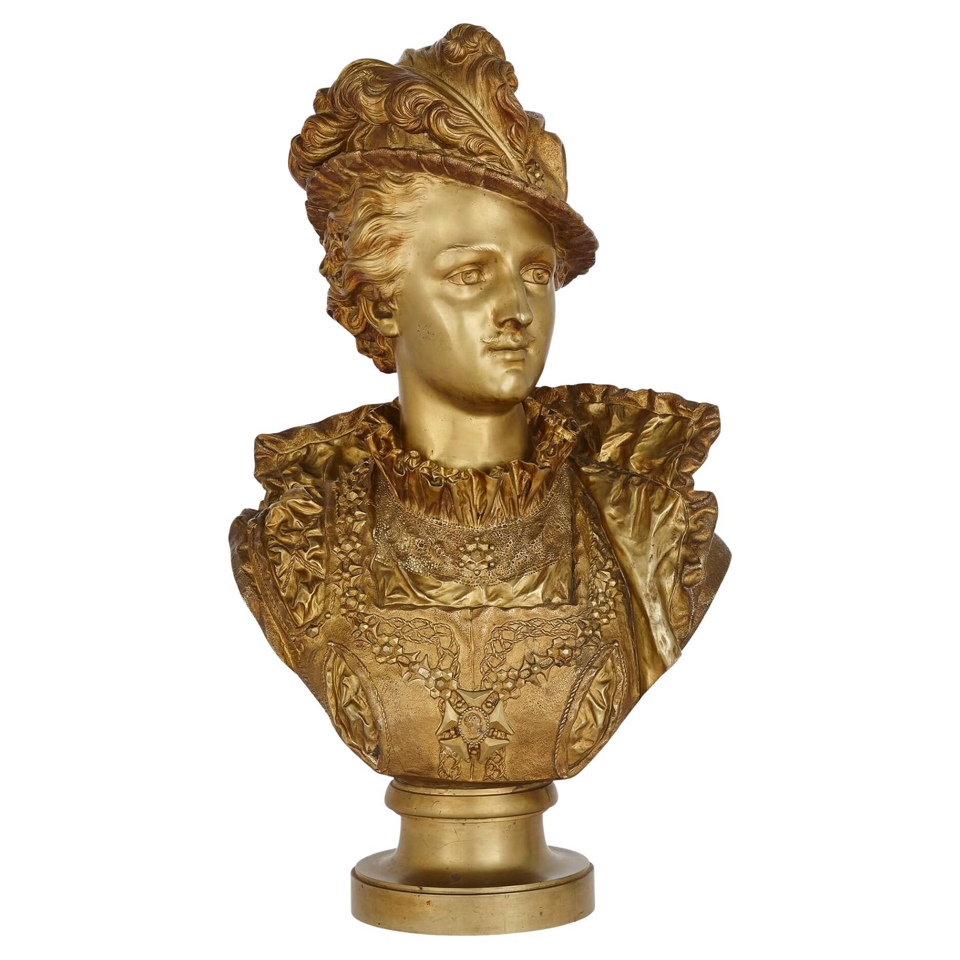 Buste en bronze doré d'un Prince du XVIe siècle, par Rancoulet
