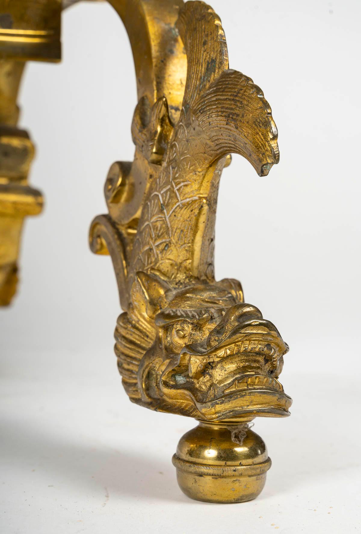 Parafuoco in ormolu con decorazione giapponese, XIX secolo, periodo Napoleone III. 1