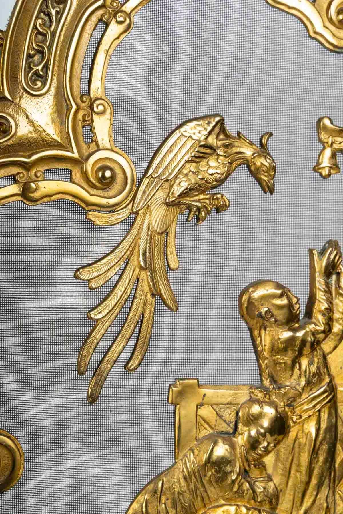 Parafuoco in ormolu con decorazione giapponese, XIX secolo, periodo Napoleone III. 3