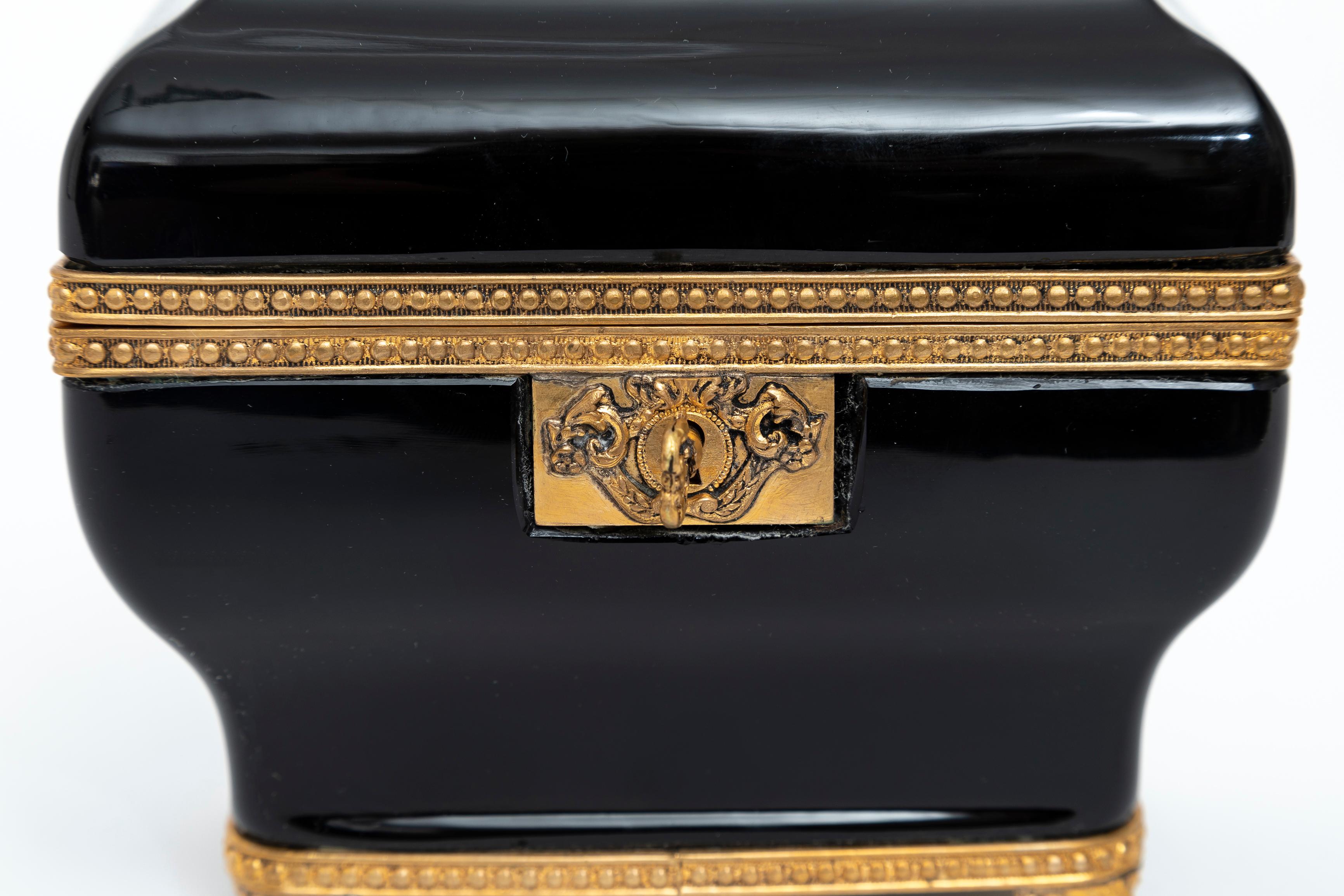 Atribuido a Baccarat Joyero montado en cristal amatista negro y bronce dorado 5