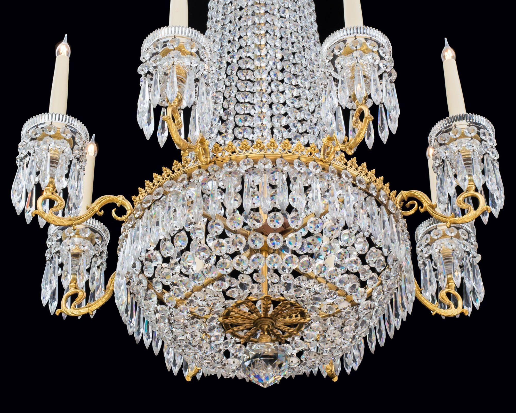 English An Ormolu Mounted Eight Light Regency Chandelier For Sale