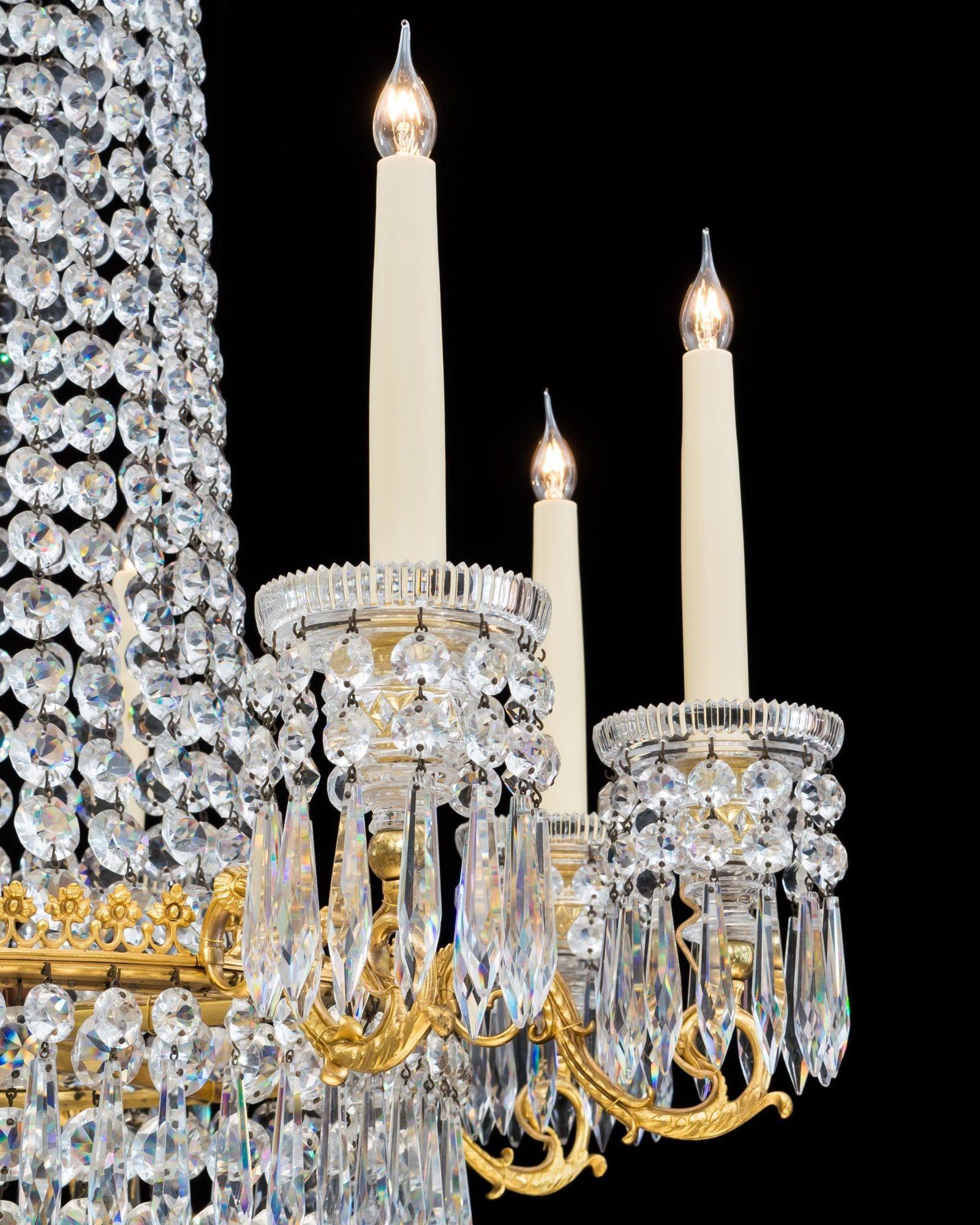 19th Century An Ormolu Mounted Eight Light Regency Chandelier For Sale