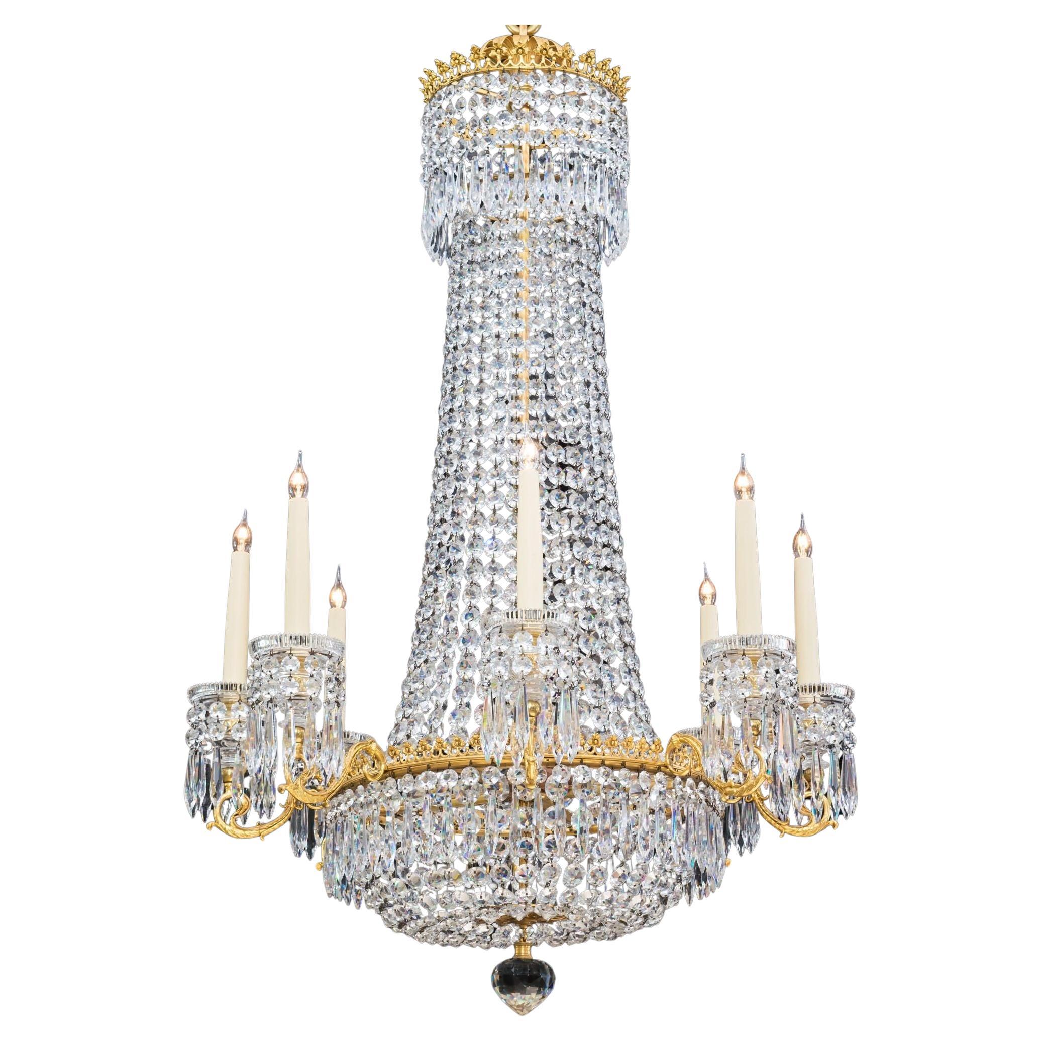 An Ormolu Mounted Eight Light Regency Chandelier For Sale