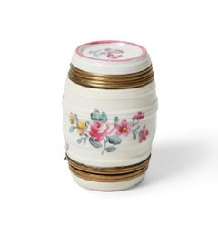 An Ormolu Mounted Mennecy Double Snuff Box in the Form of a Barrel, Circa 1740