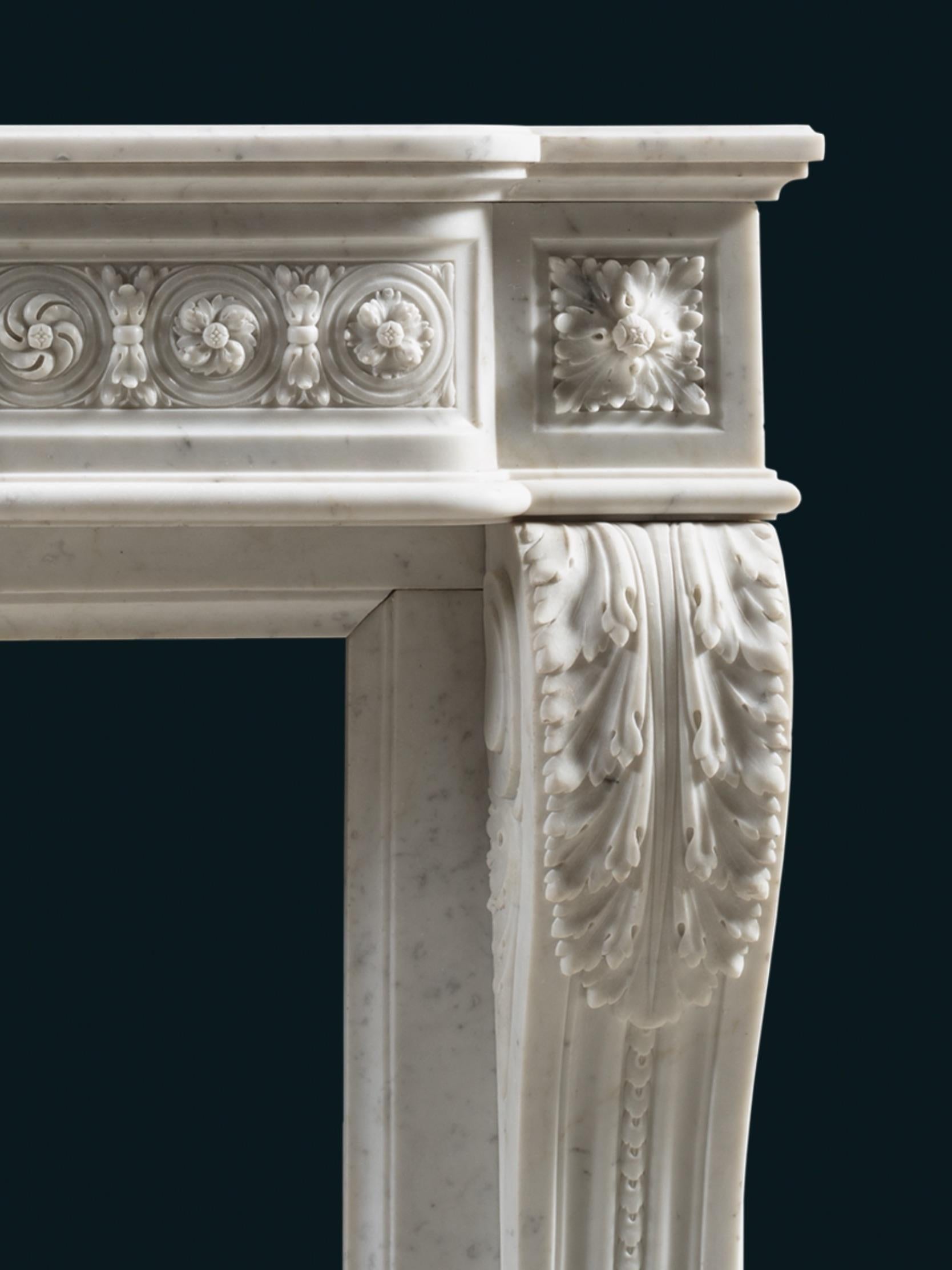 Marble An Ornate 19th Century Louis XVI Style Chimneypiece For Sale