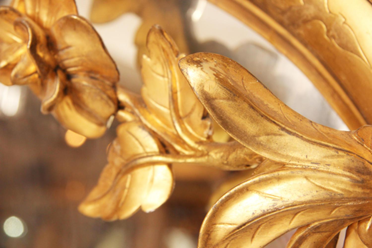 British Ornate Carved Gilded Antique Overmantel