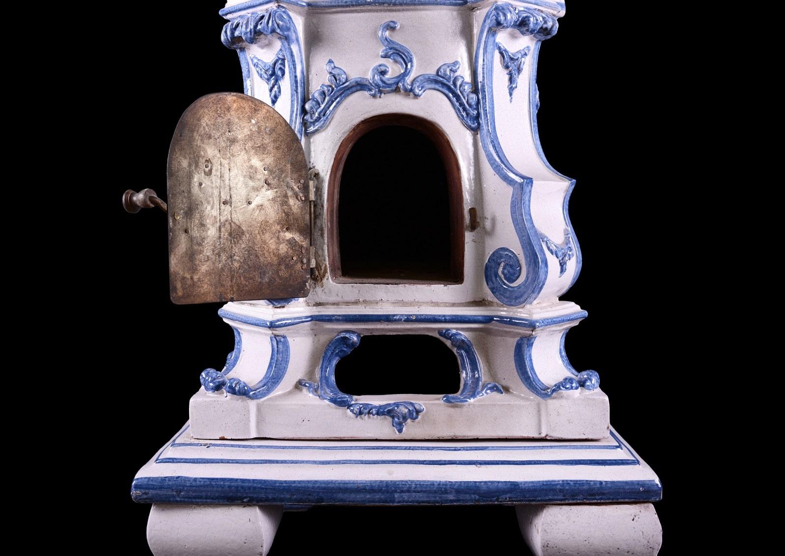 German Ornate Ceramic Kachelofen Stove For Sale