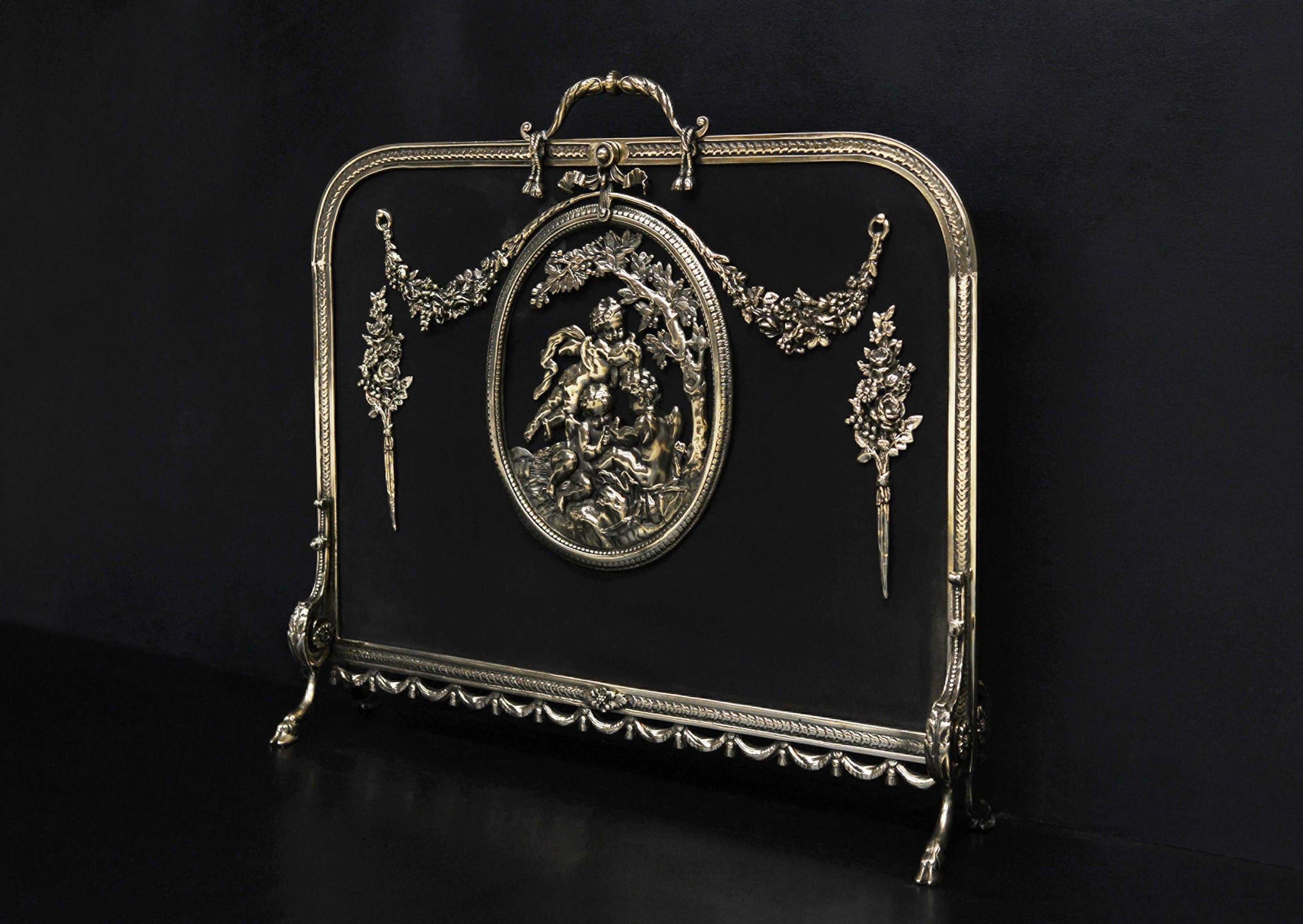 Ornate French Rococo Brass Firescreen In Good Condition For Sale In London, GB