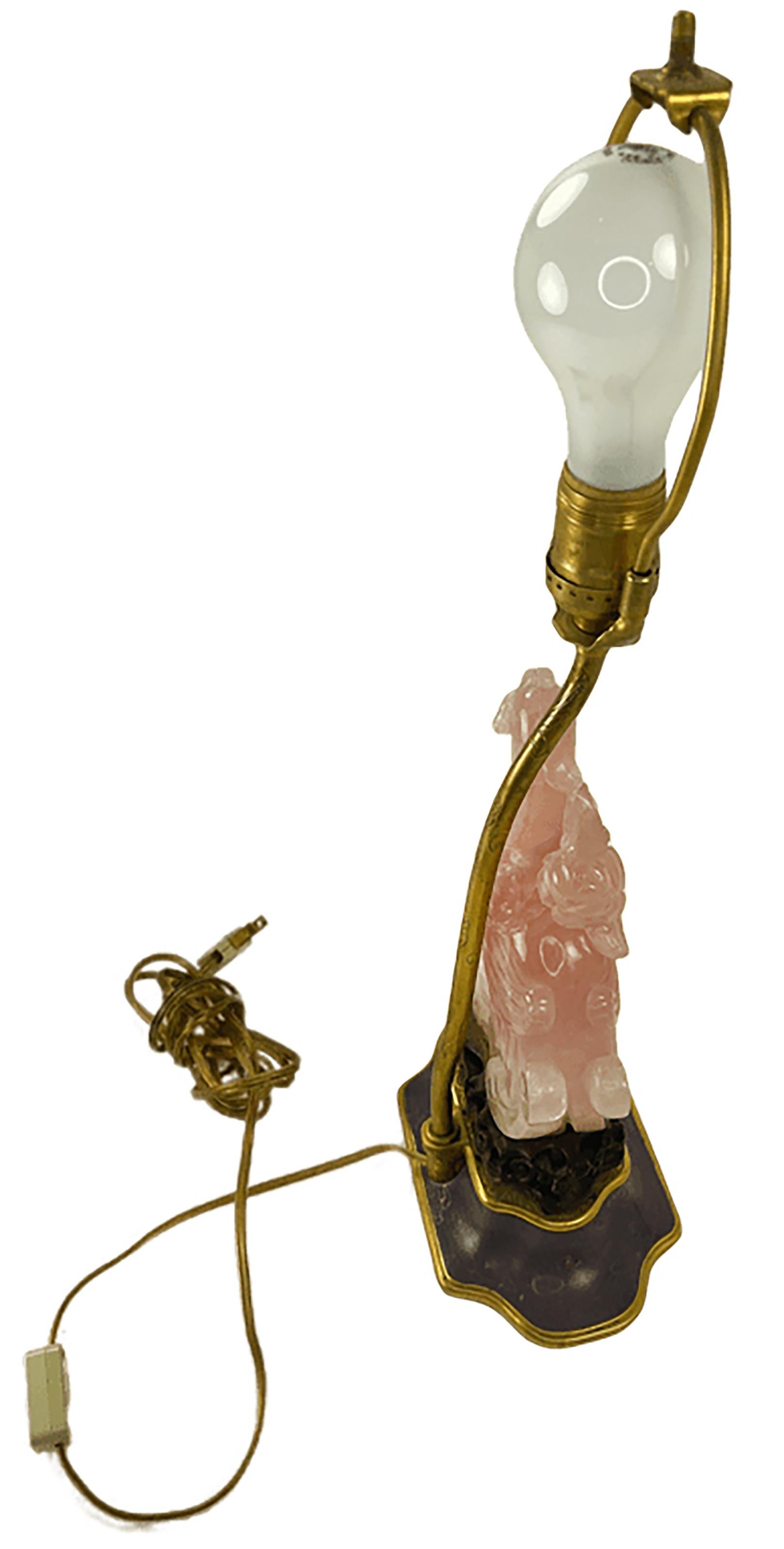 19th Century Ornate Pink Quartz Table Lamp