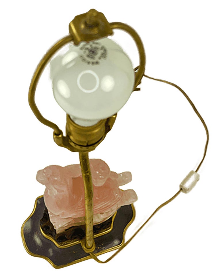Ornate Pink Quartz Table Lamp For Sale at 1stDibs