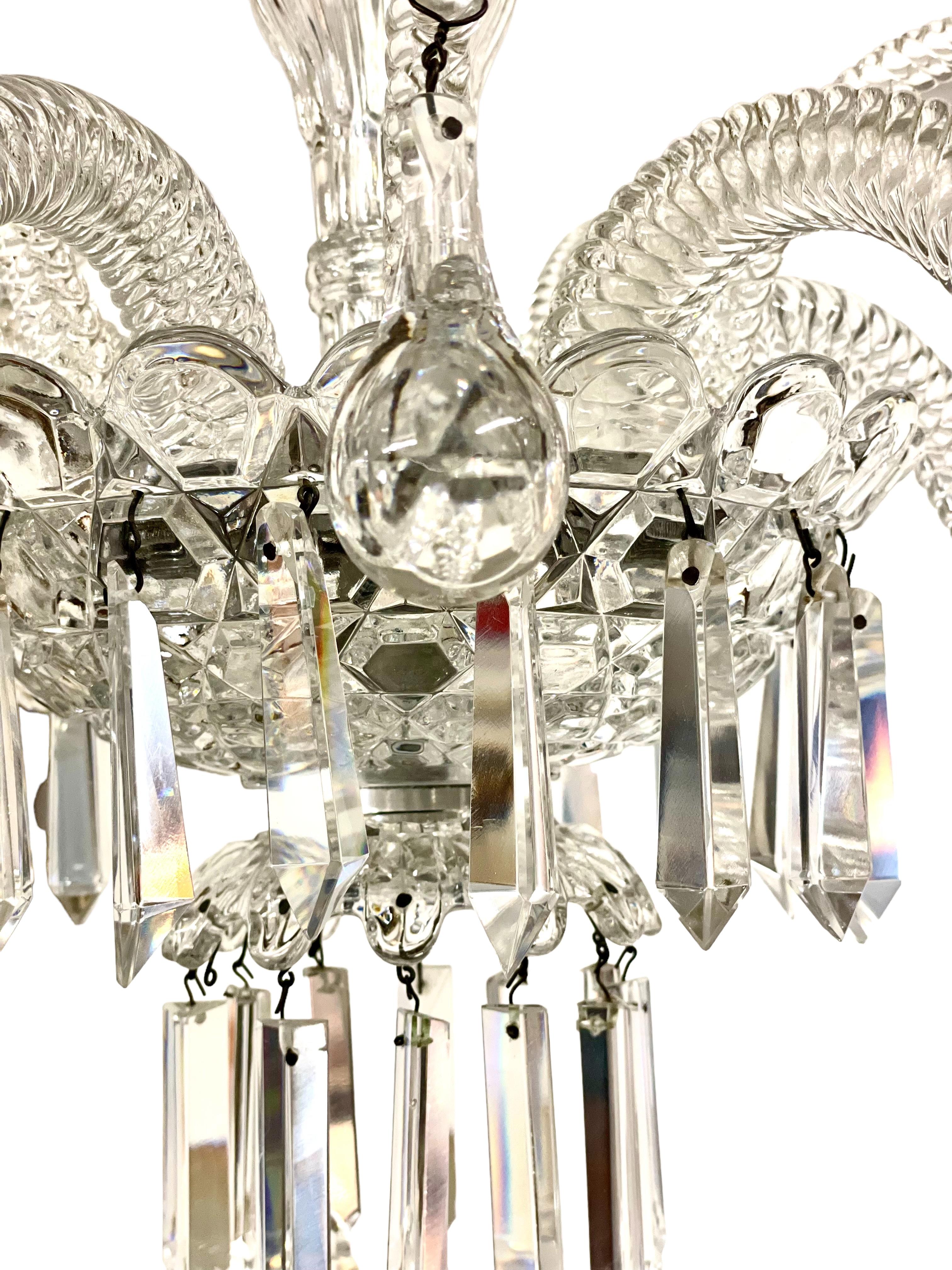 20th Century Vintage Murano Crystal Chandelier of Five Lights For Sale