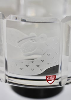 Orrefors Etched Glass 'Cat' Bowl, Designed by Gunner Cyren