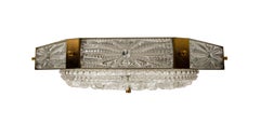 An Orrefors Glass and Brass Flush Mount