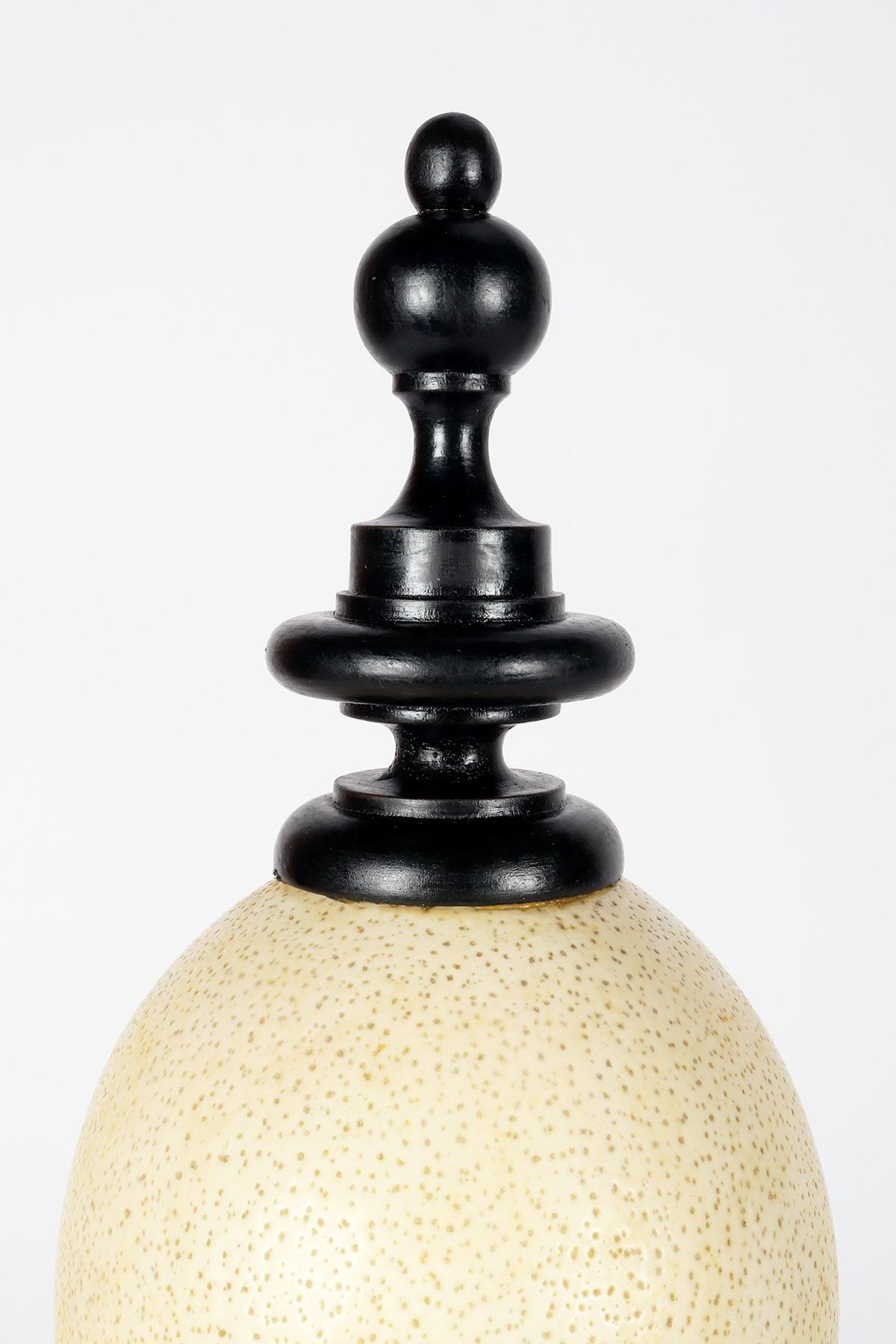 20th Century An ostrich egg from a wunderkammer, with an ebonized wooden base, Italy 1900. For Sale