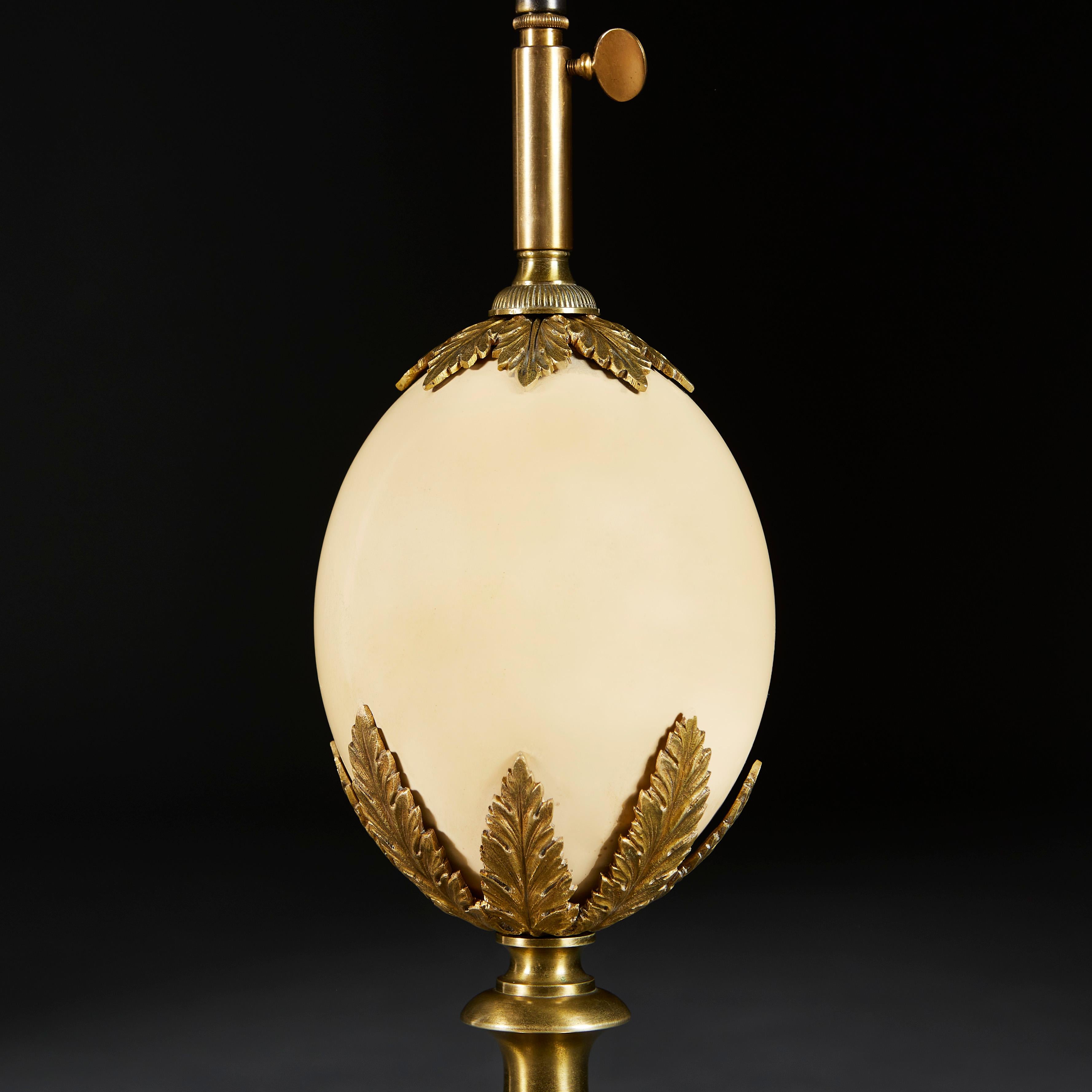 20th Century Ostrich Egg Lamp by Maison Charles For Sale