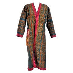 Antique An Ottoman Block Printed Cotton and Silk Coat Circa 1920