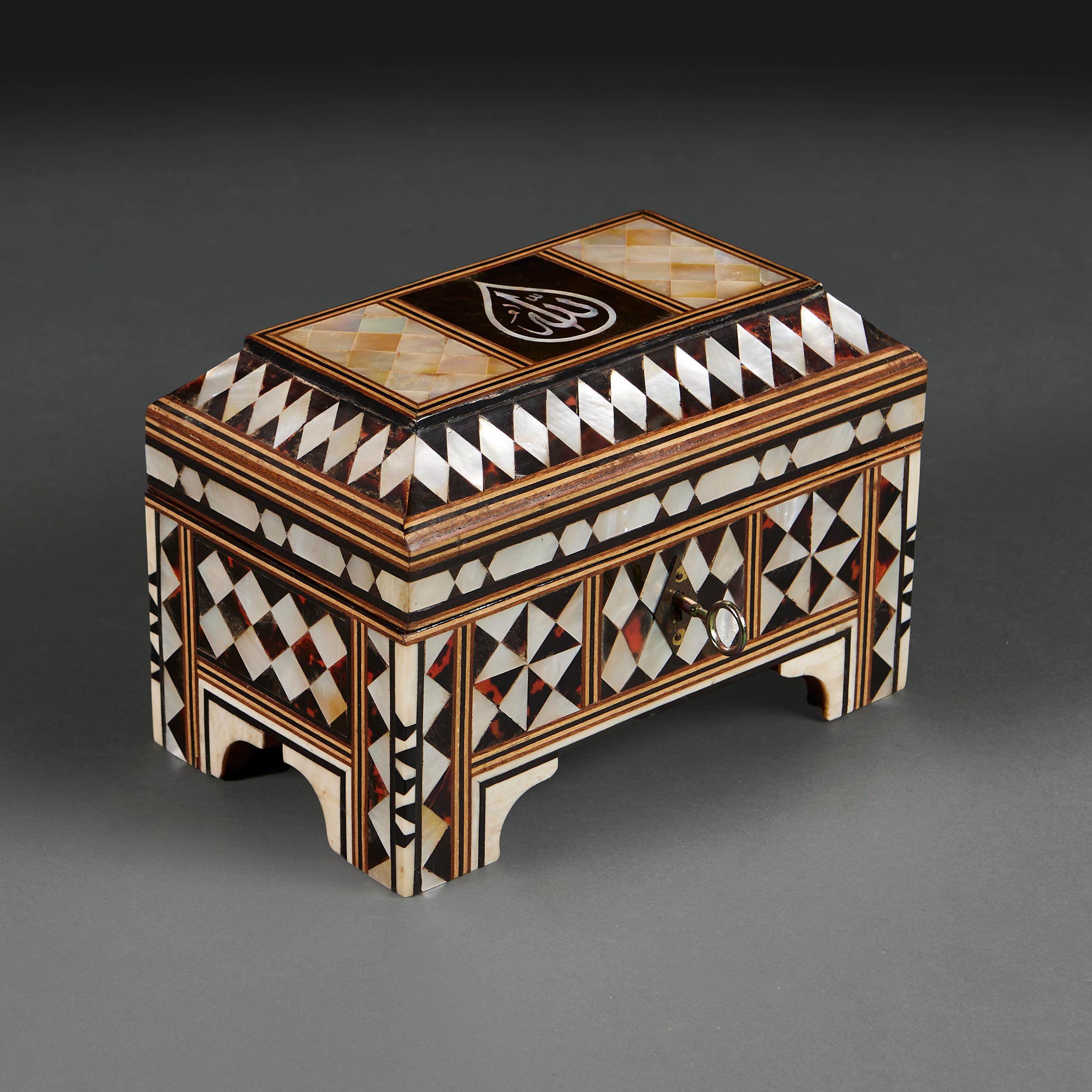 Turkish An Ottoman mother of pearl and tortoiseshell casket For Sale