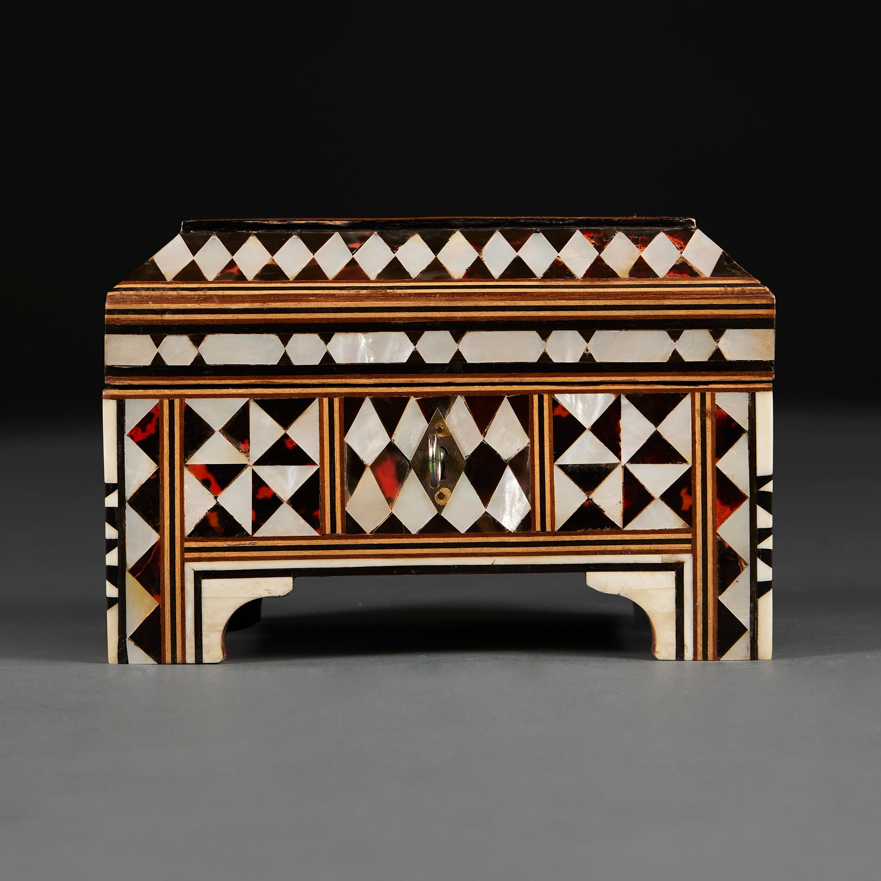 20th Century An Ottoman mother of pearl and tortoiseshell casket For Sale