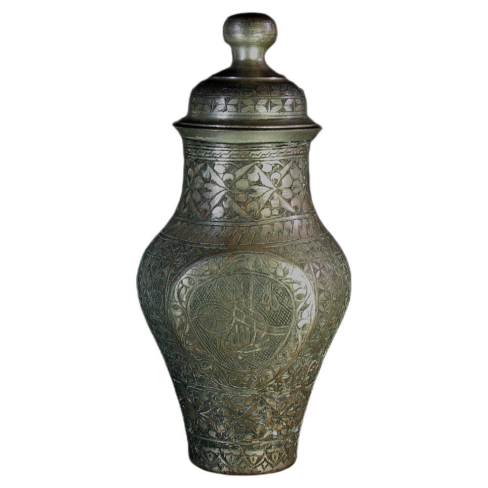 An Ottoman Tinned Copper Vase and Cover Early 20th Century For Sale