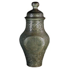 An Ottoman Tinned Copper Vase and Cover Early 20th Century