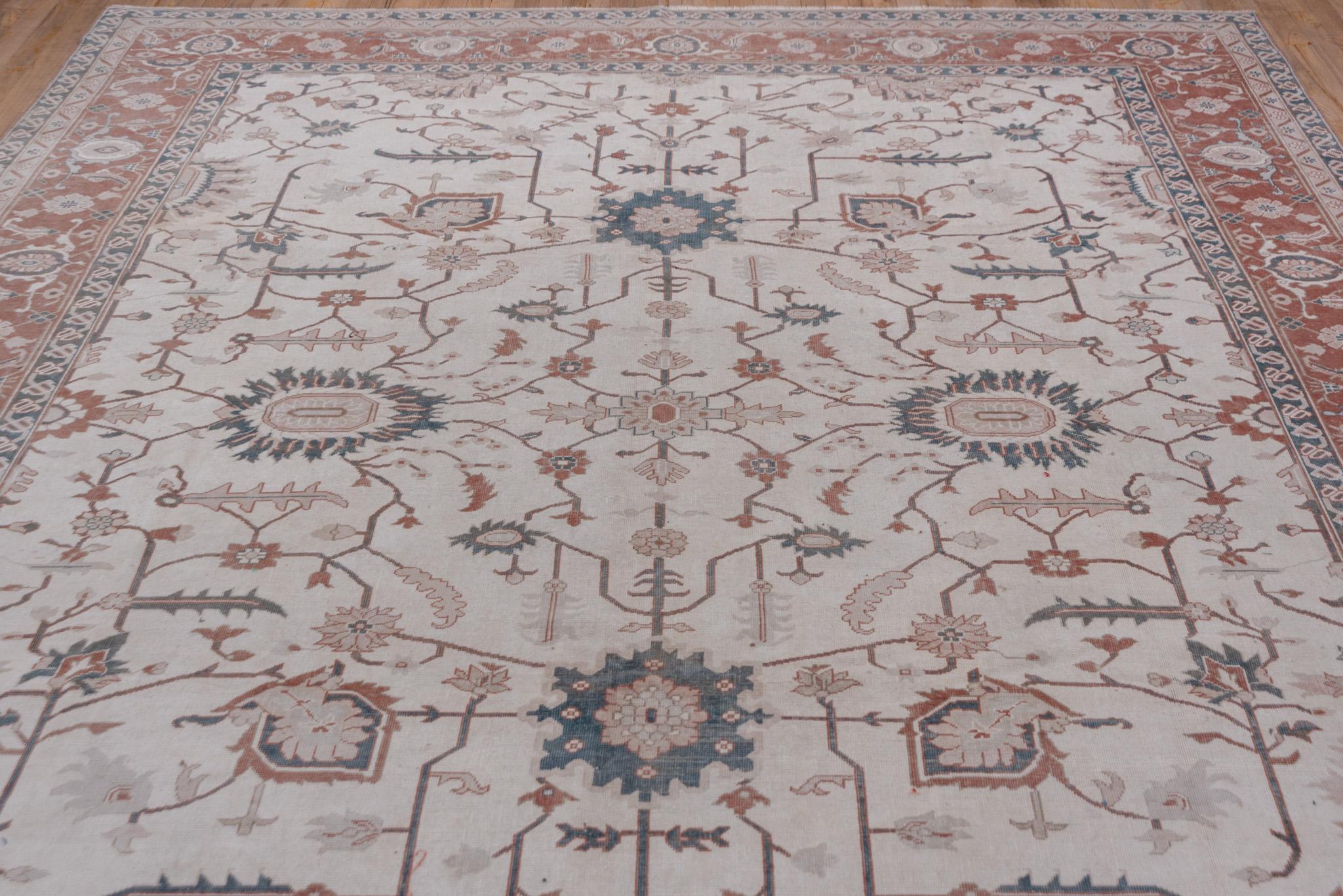 Hand-Knotted An Oushak Rug circa 1930.  For Sale