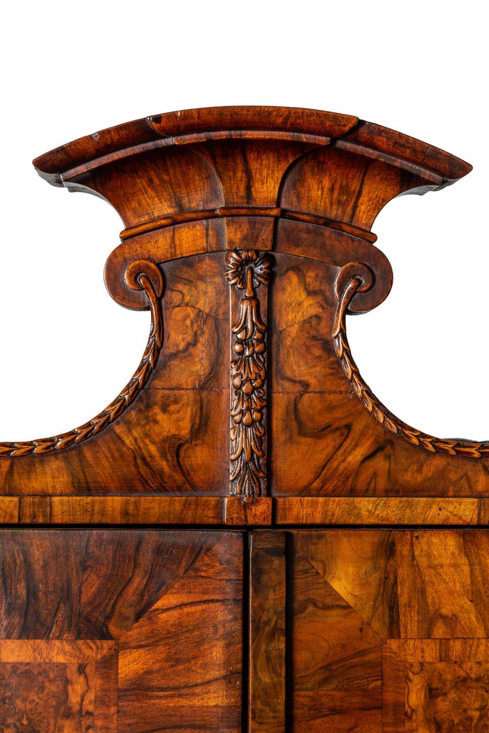 Hand-Carved An Oustanding Rare Walnut Bureau Cabinet, Dresden Region, German, Circa 1750