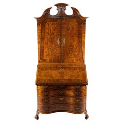 An Oustanding Rare Walnut Bureau Cabinet, Dresden Region, German, Circa 1750