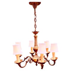 An Outstanding Antique French Six Arm Gilded Bronze Chandelier
