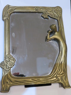 An Outstanding Bronze Art Deco Maiden Vanity Standing Mirror Tiffany Attributed