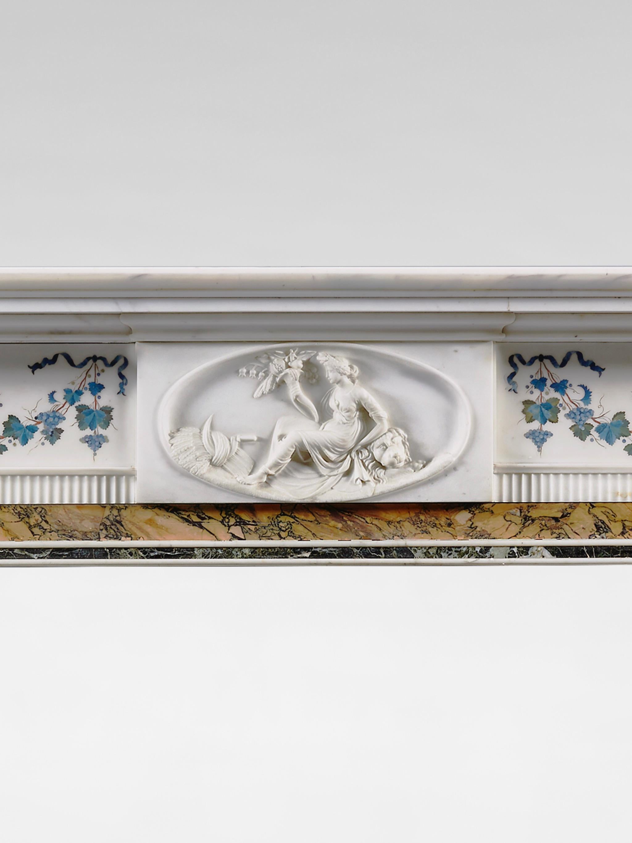 18th Century An Outstanding Irish Neoclassical Chimneypiece Featuring Fine Scagliola Inlay For Sale