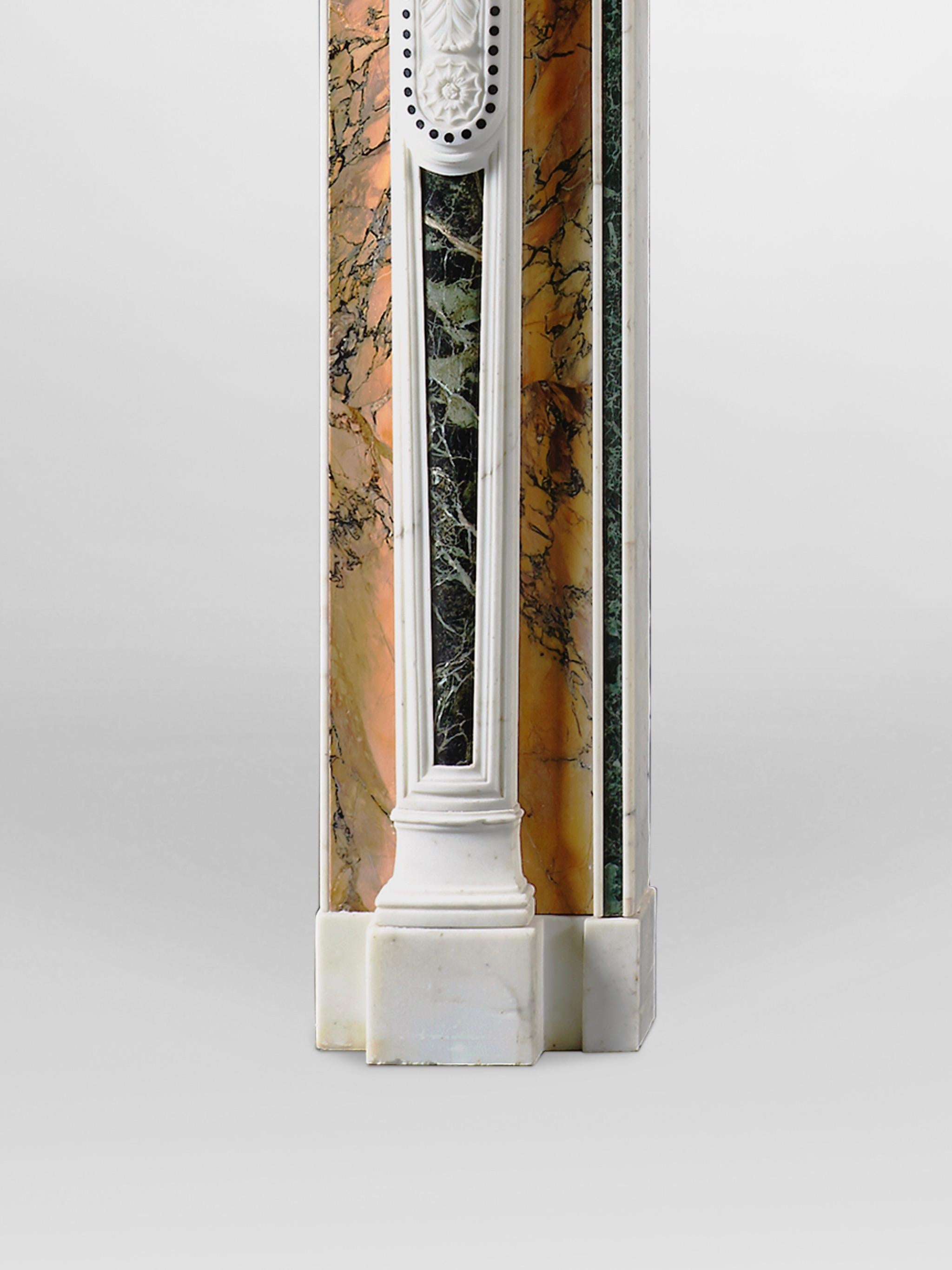 Marble An Outstanding Irish Neoclassical Chimneypiece Featuring Fine Scagliola Inlay For Sale