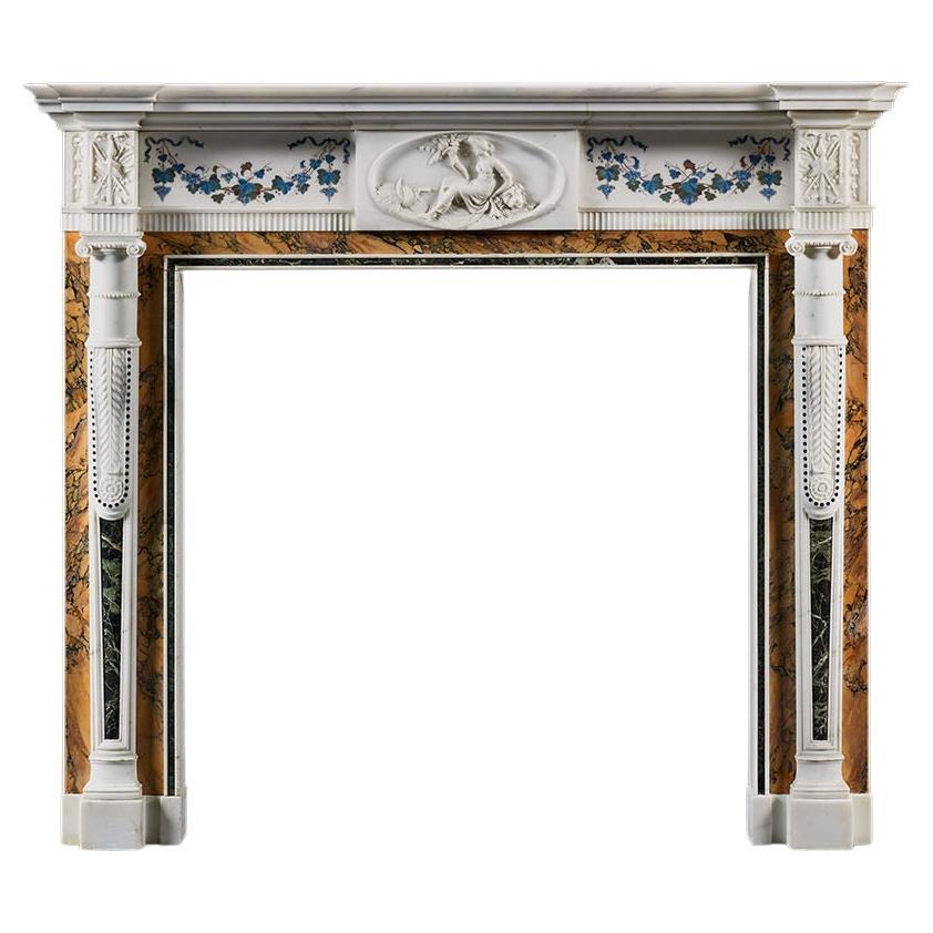 An Outstanding Irish Neoclassical Chimneypiece Featuring Fine Scagliola Inlay