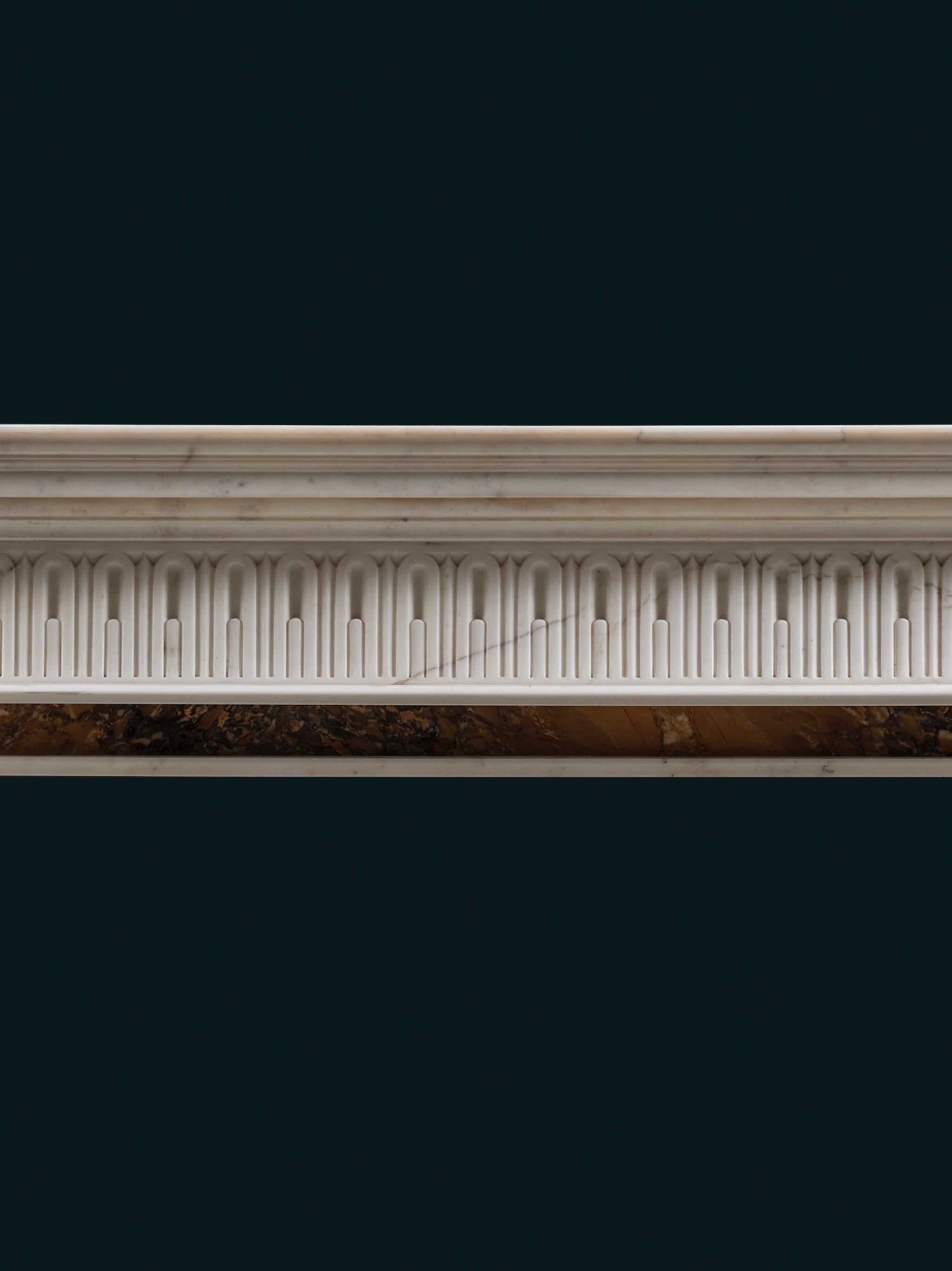 Siena Marble An Outstanding Mid-18th Century Fireplace in Statuary and Sienna Marbles For Sale