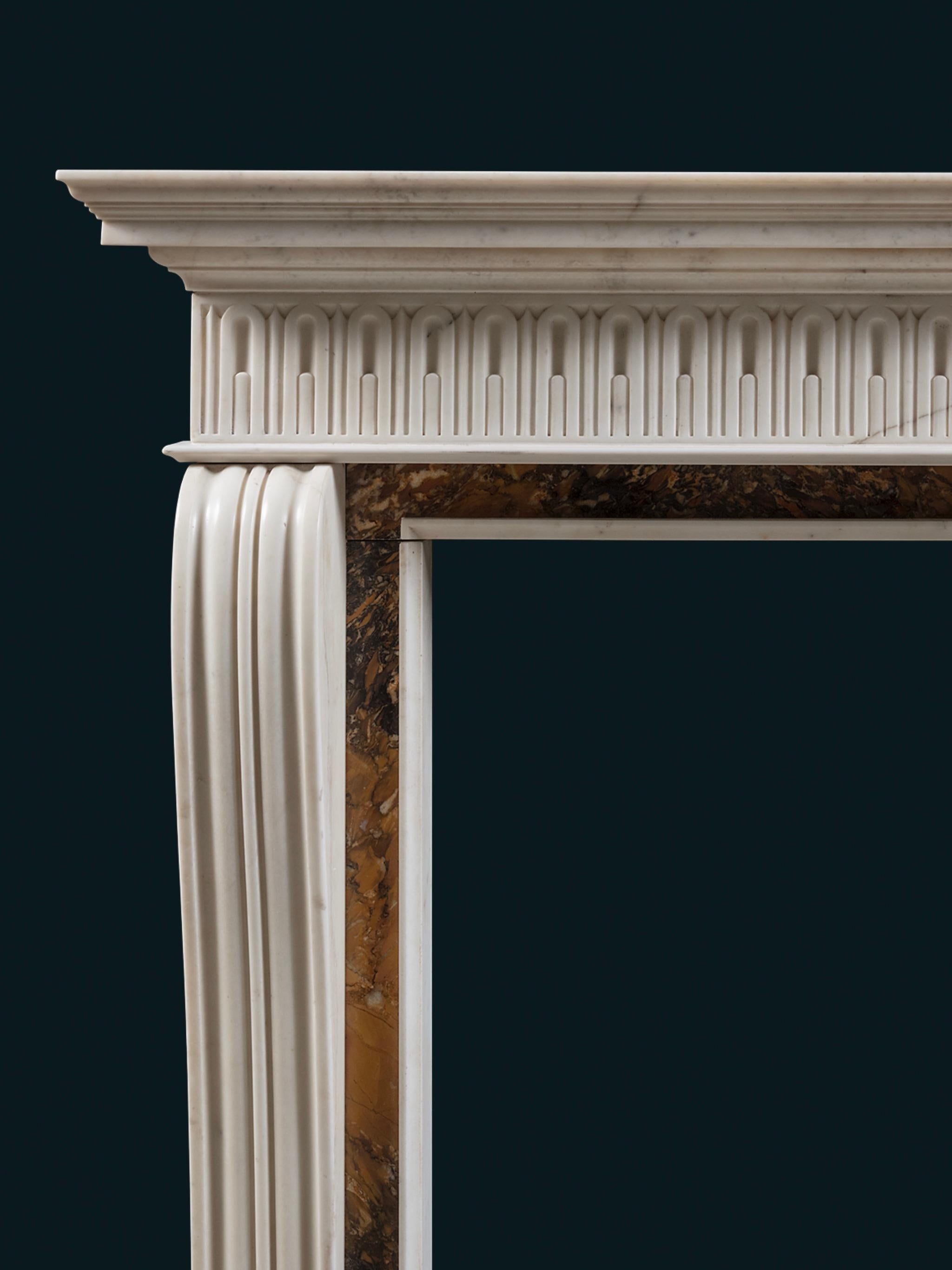 An Outstanding Mid-18th Century Fireplace in Statuary and Sienna Marbles For Sale 1