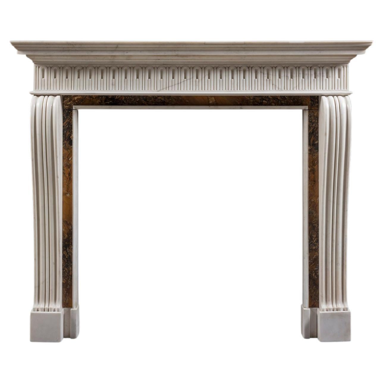 An Outstanding Mid-18th Century Fireplace in Statuary and Sienna Marbles For Sale