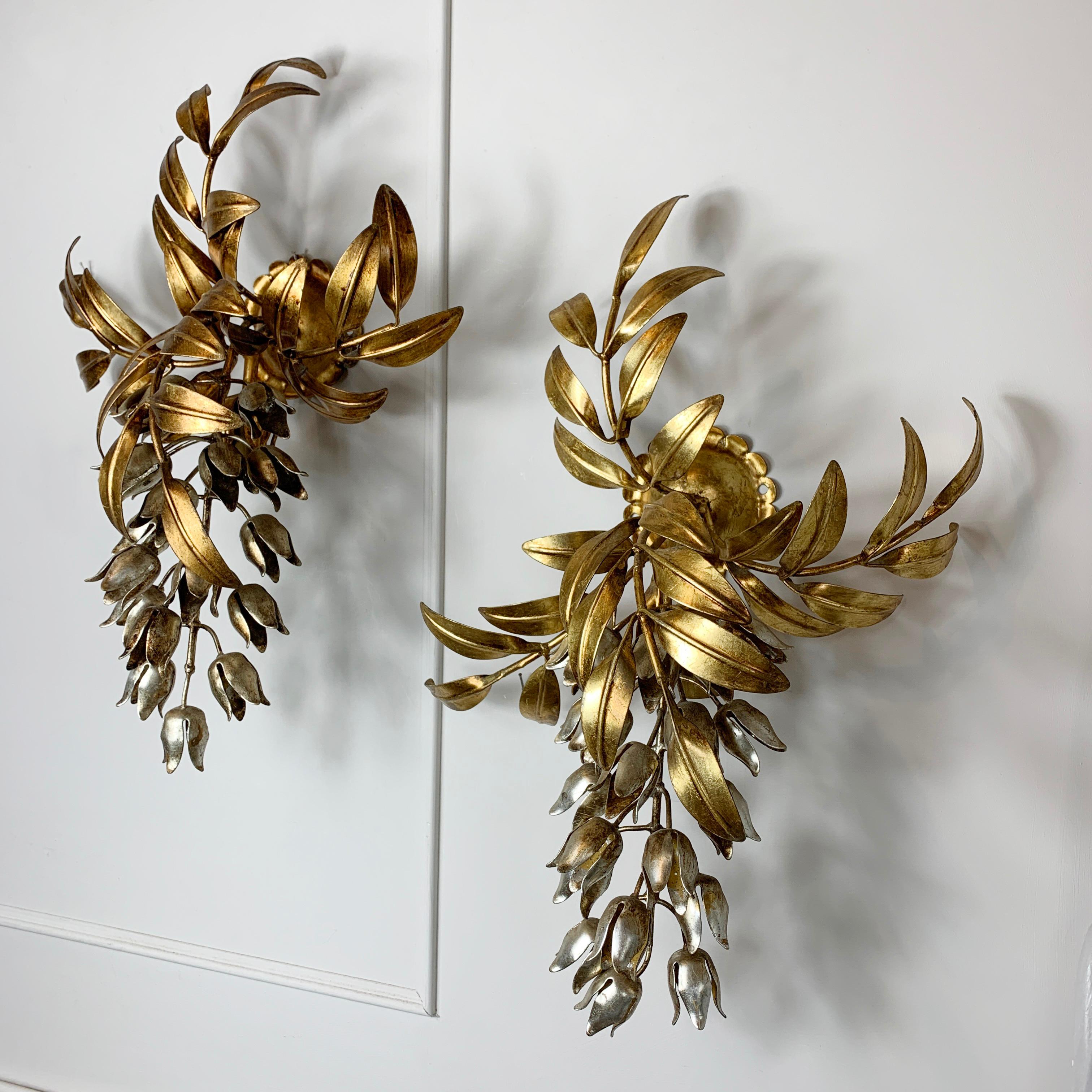 Gilt An Outstanding Pair of Hans Kogl Pioggia D'oro Wall Lights