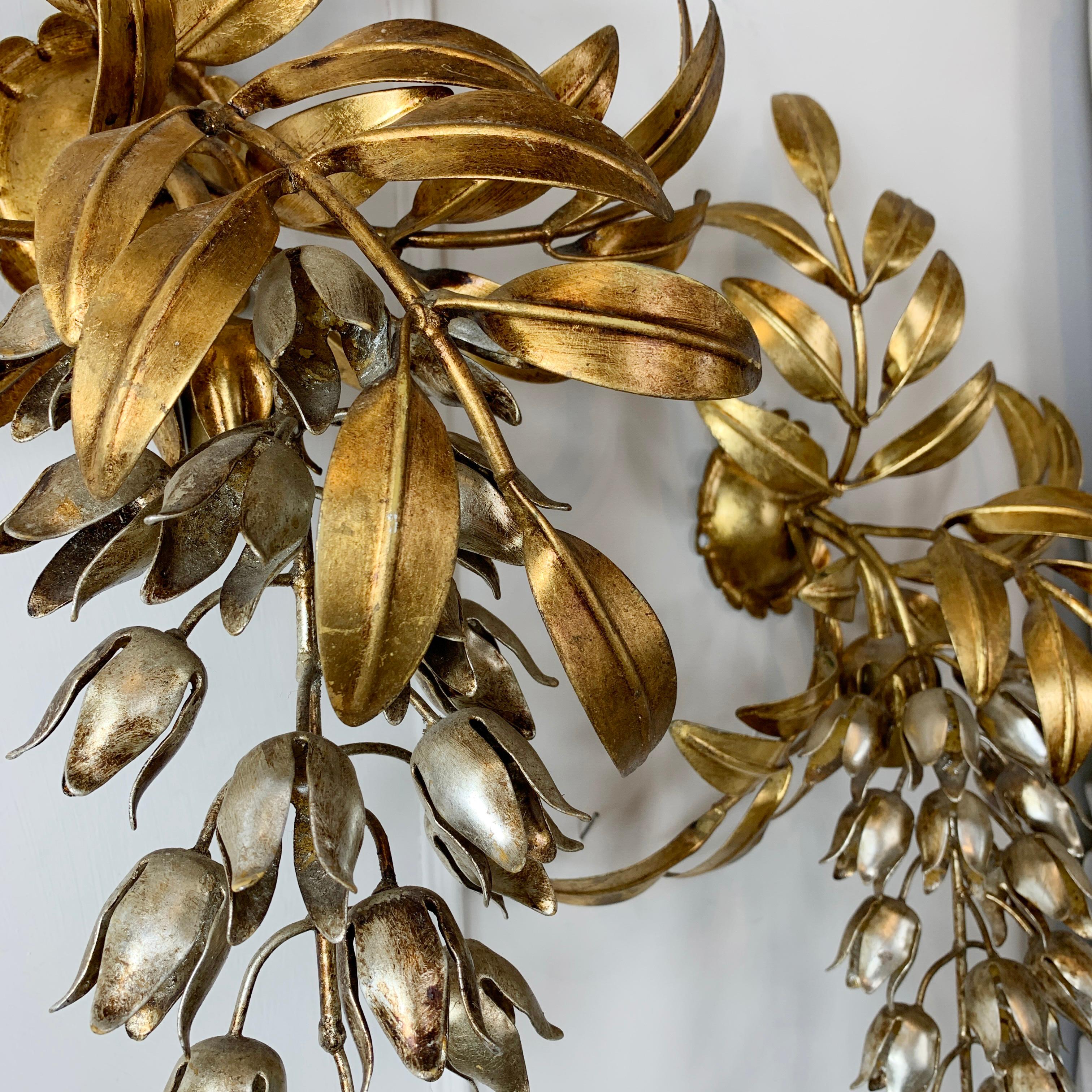 Metal An Outstanding Pair of Hans Kogl Pioggia D'oro Wall Lights