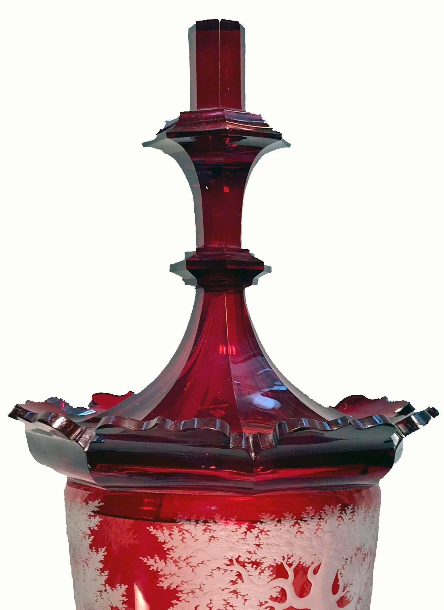 An Outstanding Ruby-Flashed Bohemian Pokal In Good Condition In Montreal, QC