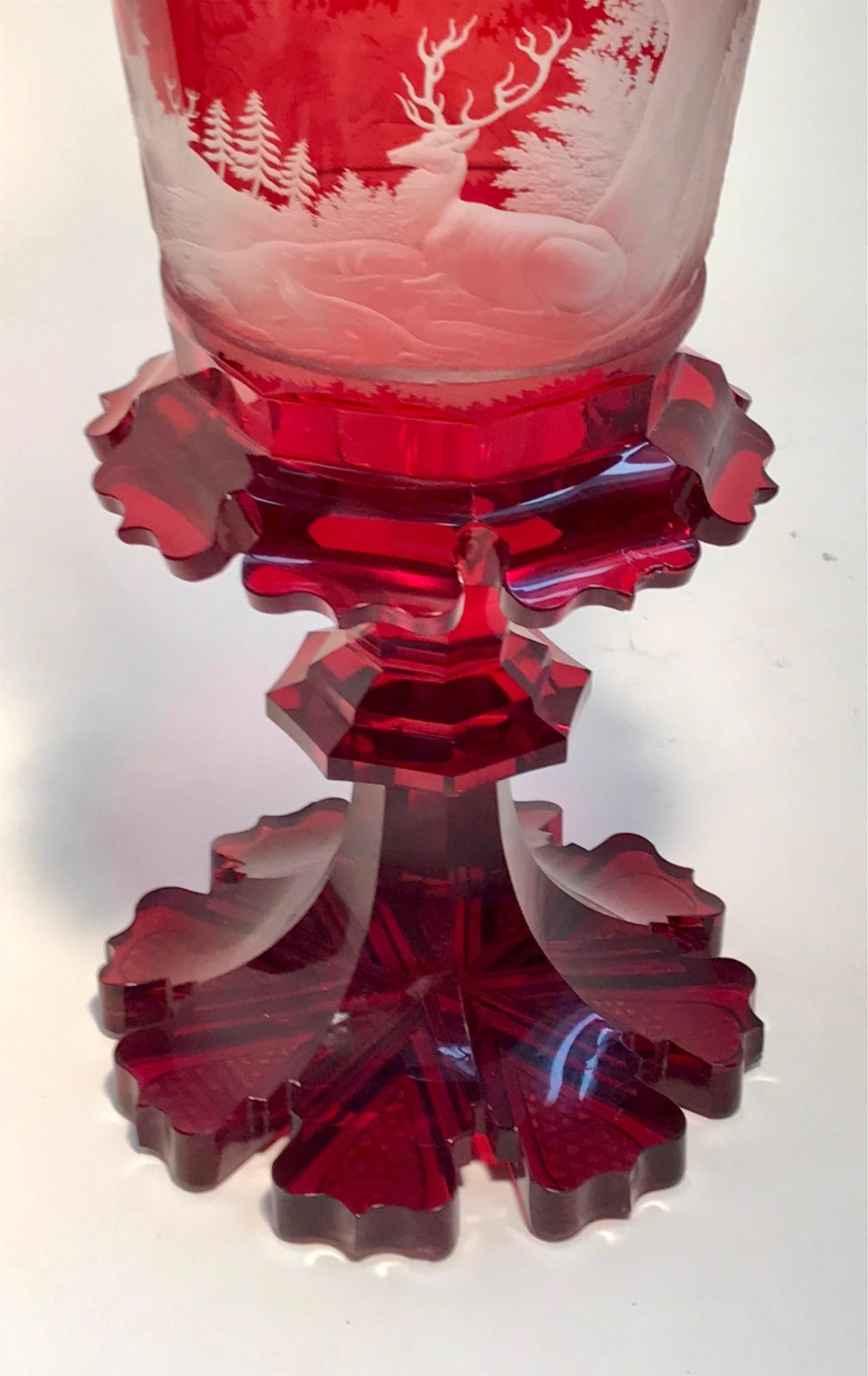 Glass An Outstanding Ruby-Flashed Bohemian Pokal