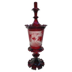 Antique An Outstanding Ruby-Flashed Bohemian Pokal