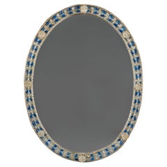 Miroir ovale à perles en verre de Murano du 20e siècle