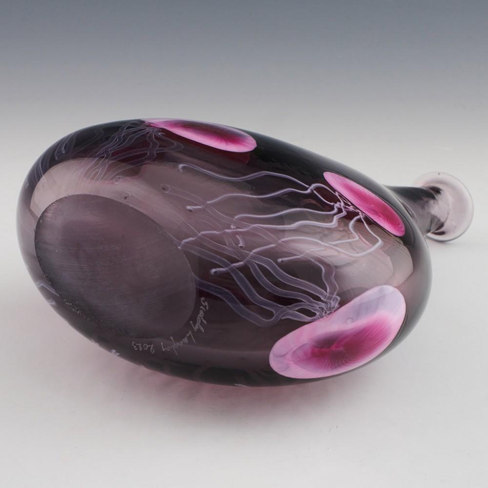 Art Glass An Oval Amethyst Jelly Fish Bottle Vase by Siddy Langley 2023 For Sale