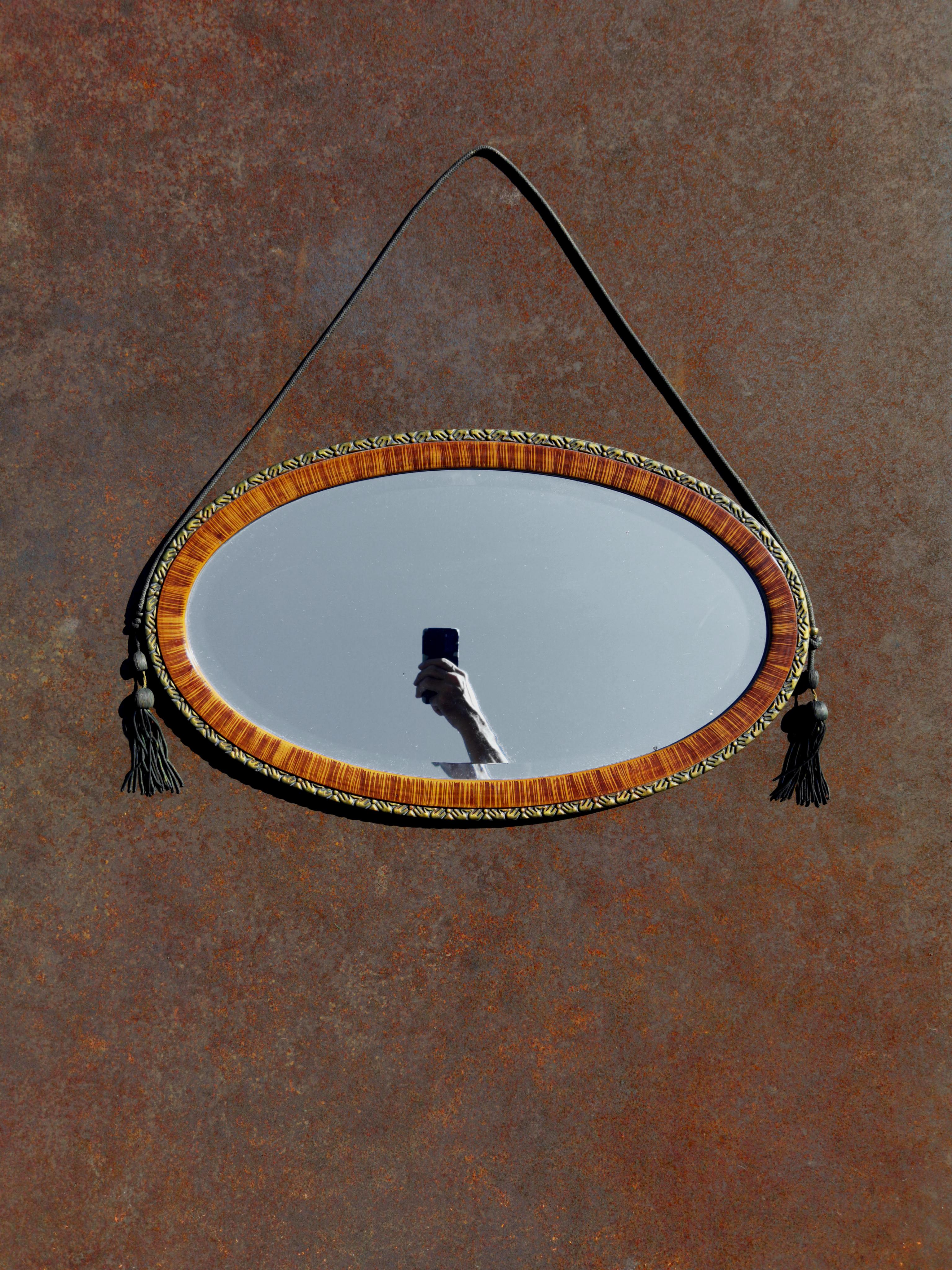 Miroir mural ovale ART-DECO NEOCLASSICAL,  en style E-J RUHLMANN, France 1930 en vente 4