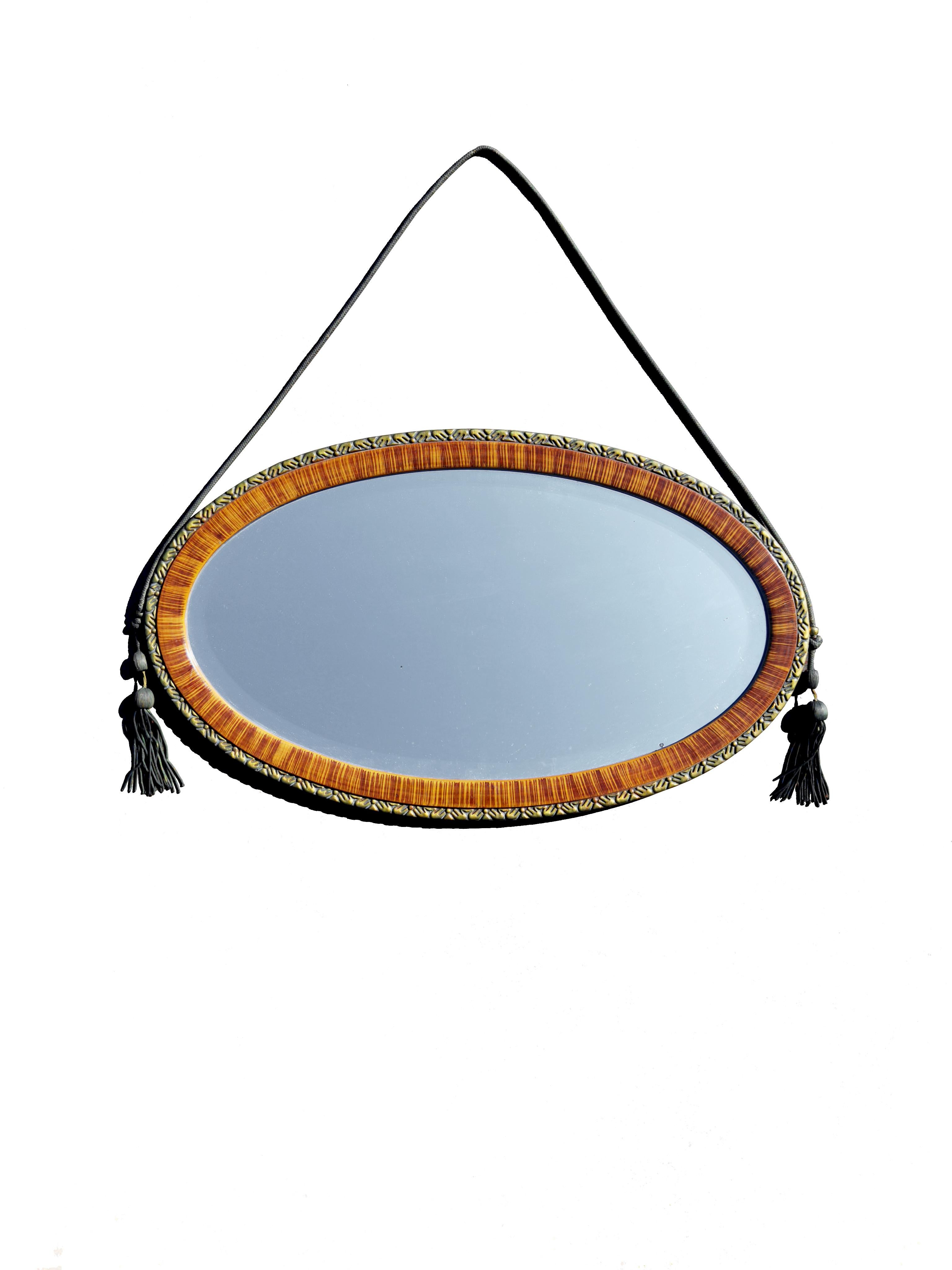 Miroir mural ovale ART-DECO NEOCLASSICAL,  en style E-J RUHLMANN, France 1930 en vente 6