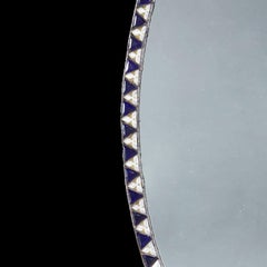 Oval Blue Beaded Irish Mirror of Large Scale