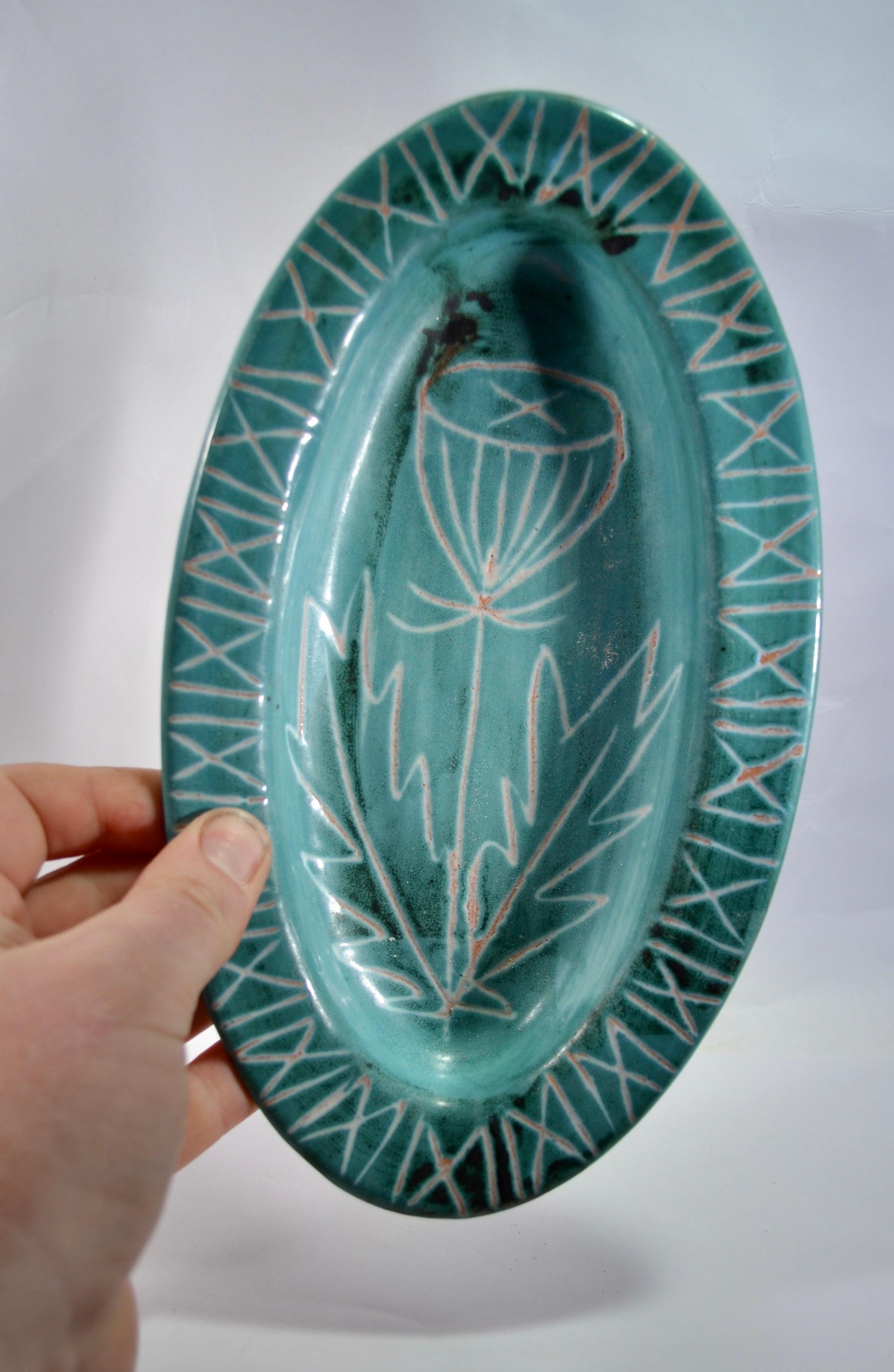French An oval ceramic dish by Robert Picault France Vallauris 1950s For Sale