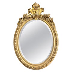 Ovaler vergoldeter französischer Antique Mirror Napoleon III
